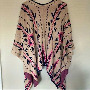 Flying Tomato Aztec Geometric Poncho